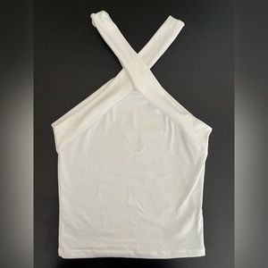 Halter style white cross neck top